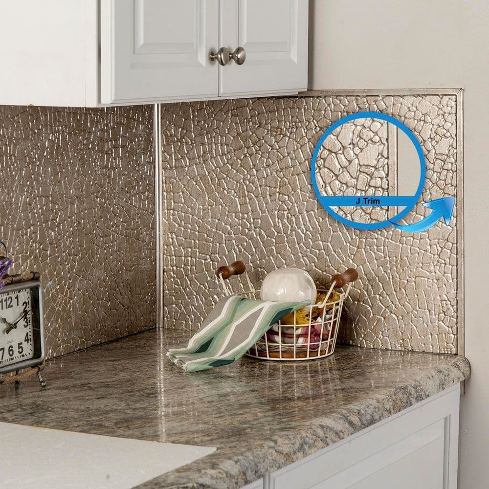 Fasade Vintage Metal 18 in. PVC J Trim Backsplash Accessory (3)