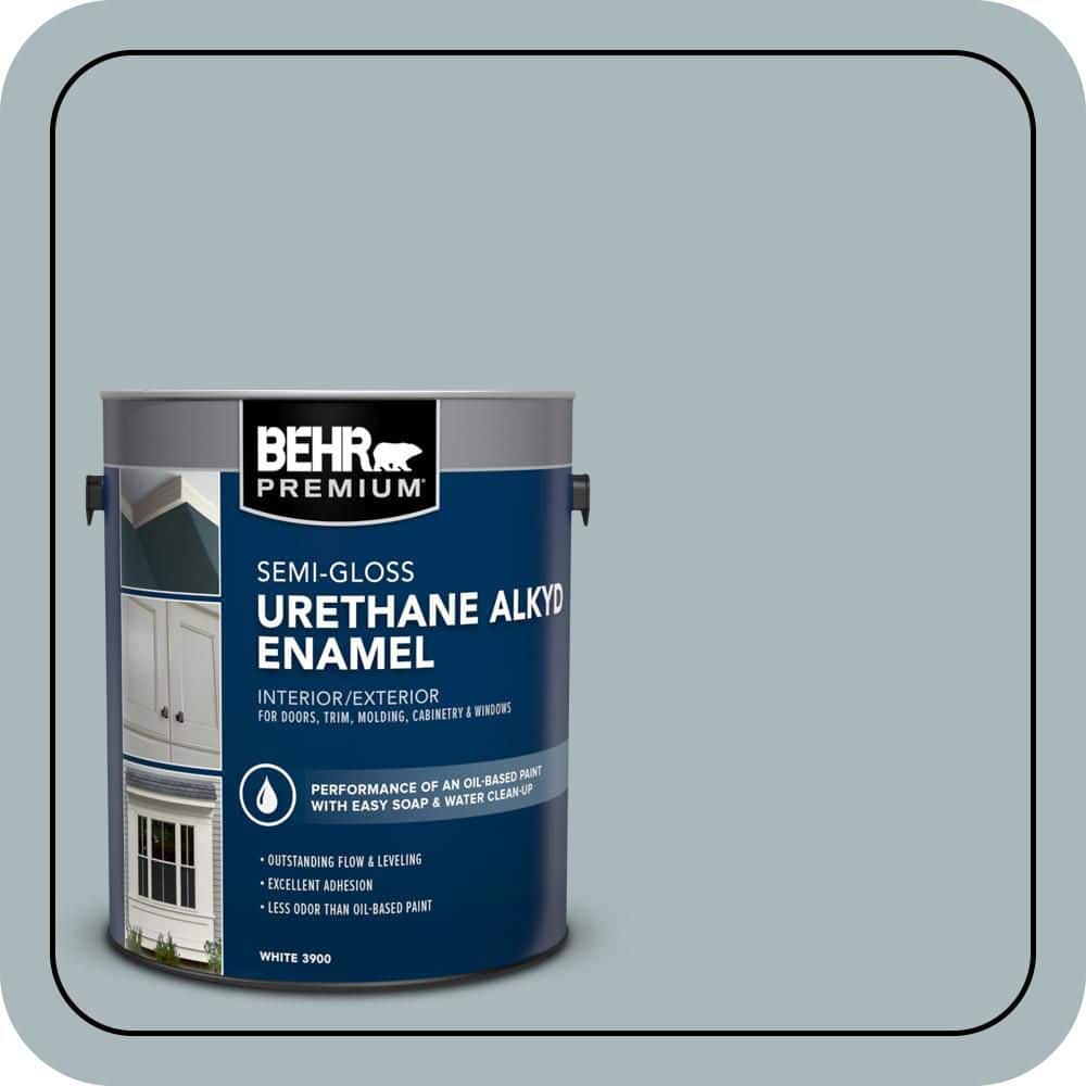 BEHR PREMIUM 1 gal. #N470-3 Half Sea Fog Urethane Alkyd Semi-Gloss Enamel Interior/Exterior Paint