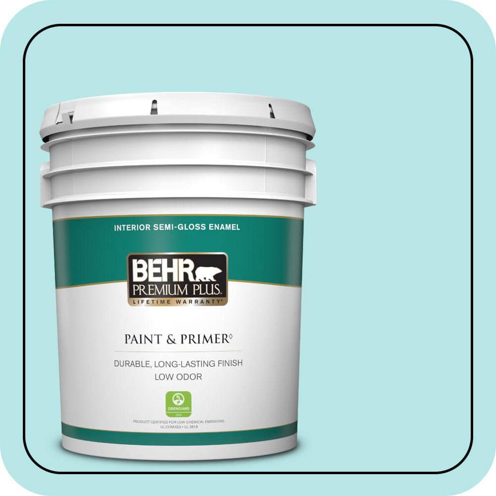 BEHR PREMIUM PLUS 5 gal. #500A-2 Refreshing Pool Semi-Gloss Enamel Low Odor Interior Paint & Primer