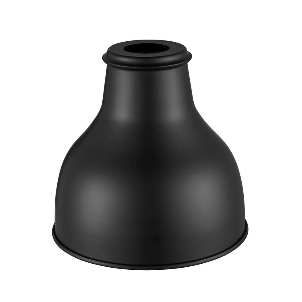 PRIVATE BRAND UNBRANDED 7.25 in. Matte Black Metal Bell Shaped Replacement Pendant Shade with 2.25 in. Neckless Fitter (4)