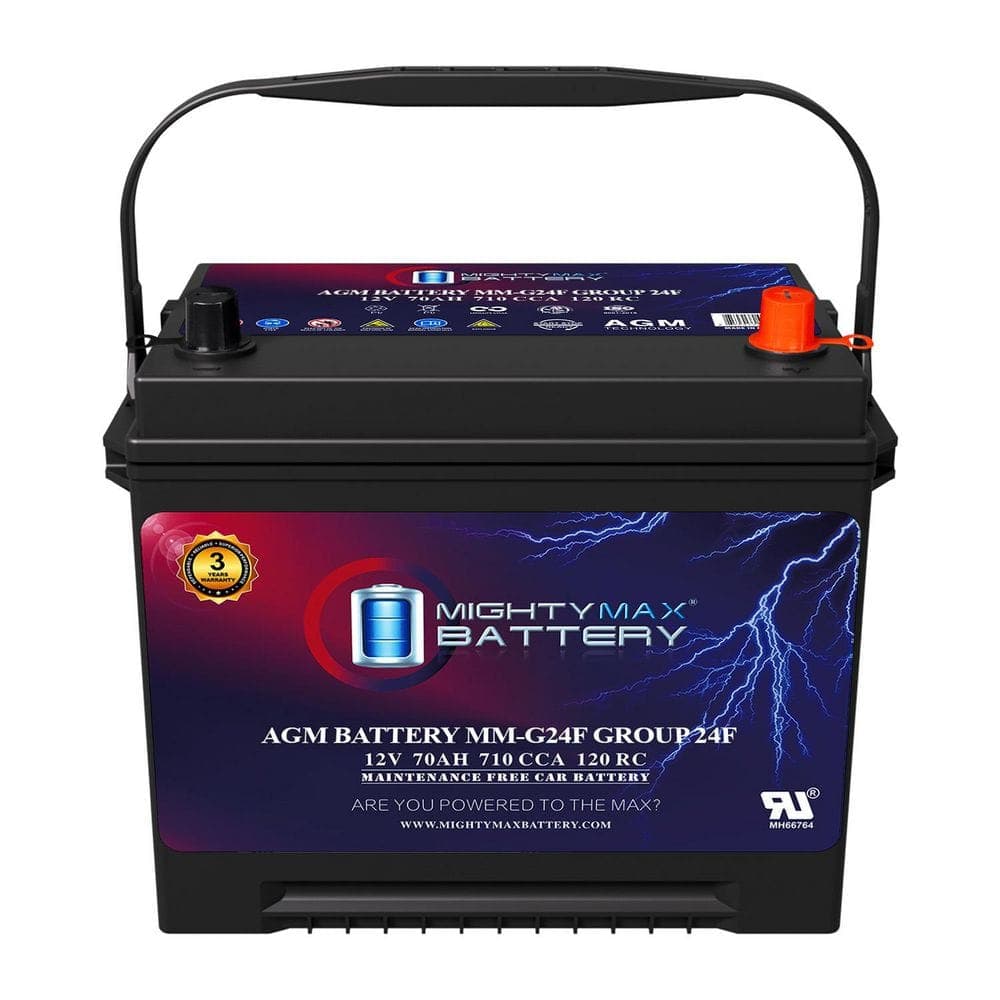MIGHTY MAX BATTERY MM-G24F Group Size 24F 12V, 70Ah, 120RC, AGM, 710 CCA, Replacement Battery Compatible with Subaru DL 1. 6Liter 83 (1)