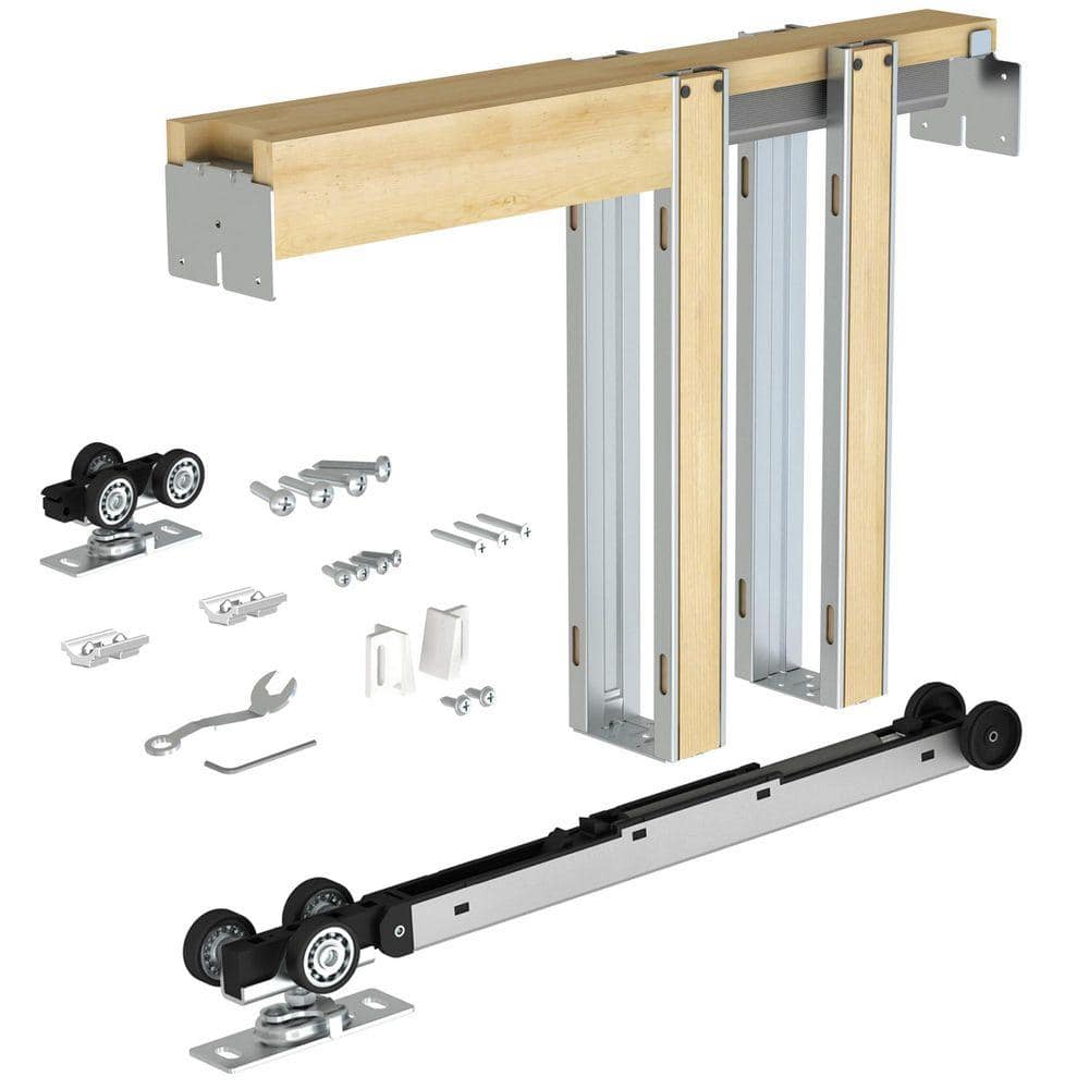 Angel Sar 30" x 80" Pocket Door Frame Kit with 88LBS, Smoothly Quietly Durable Pocket Door Kit, Easy to Install Hidden Door Kit (1)