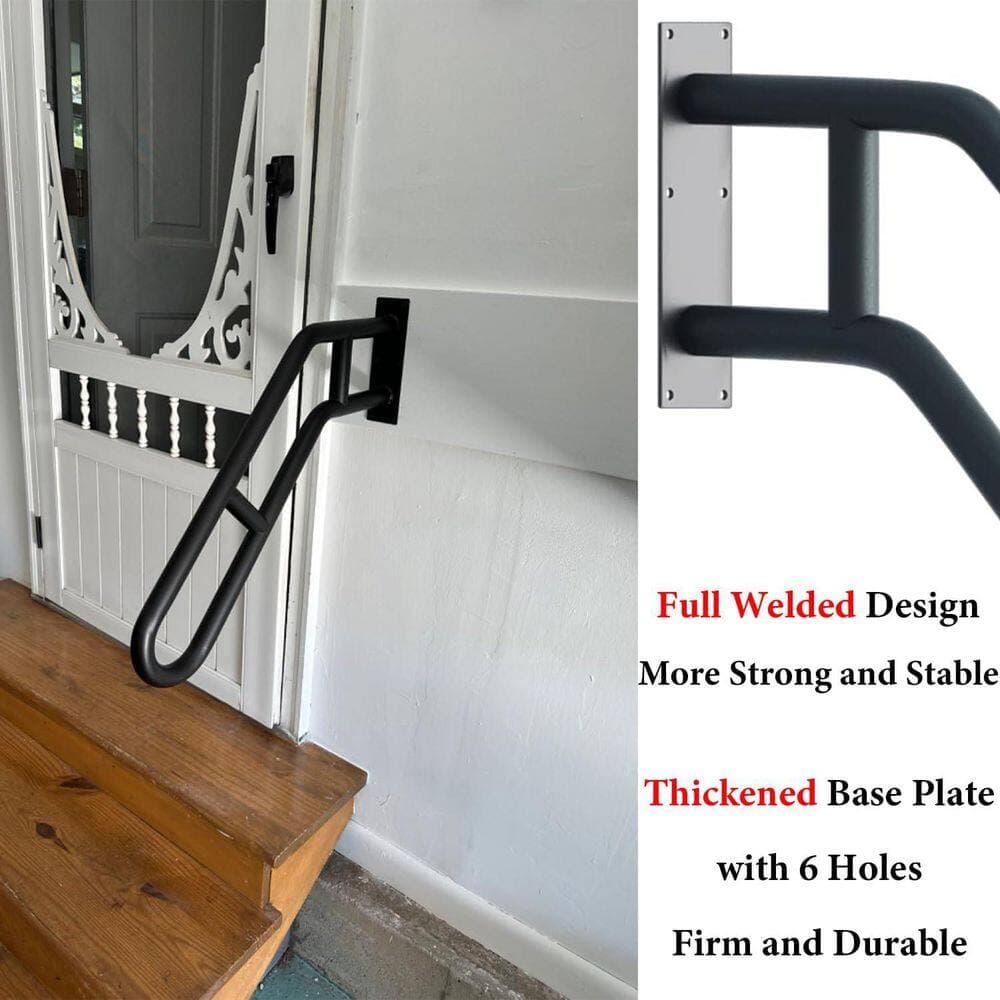 Afoxsos 21 in.W Handrails Wall Mounted Safety Grab Bar Matte Finish with Anti-Skid Crossbar for Outdoor Indoor Steps Metal (2)