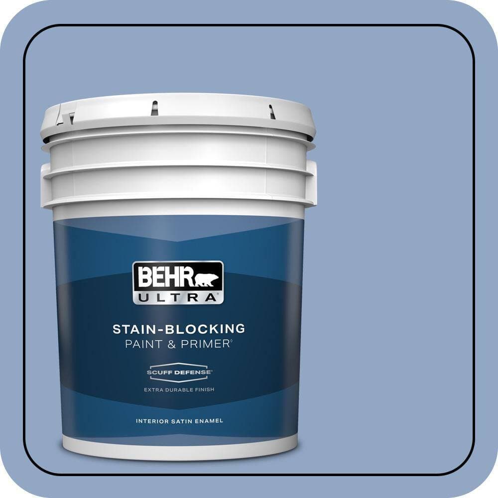 BEHR ULTRA 5 gal. #PPU15-13 Blue Hydrangea Extra Durable Satin Enamel Interior Paint & Primer