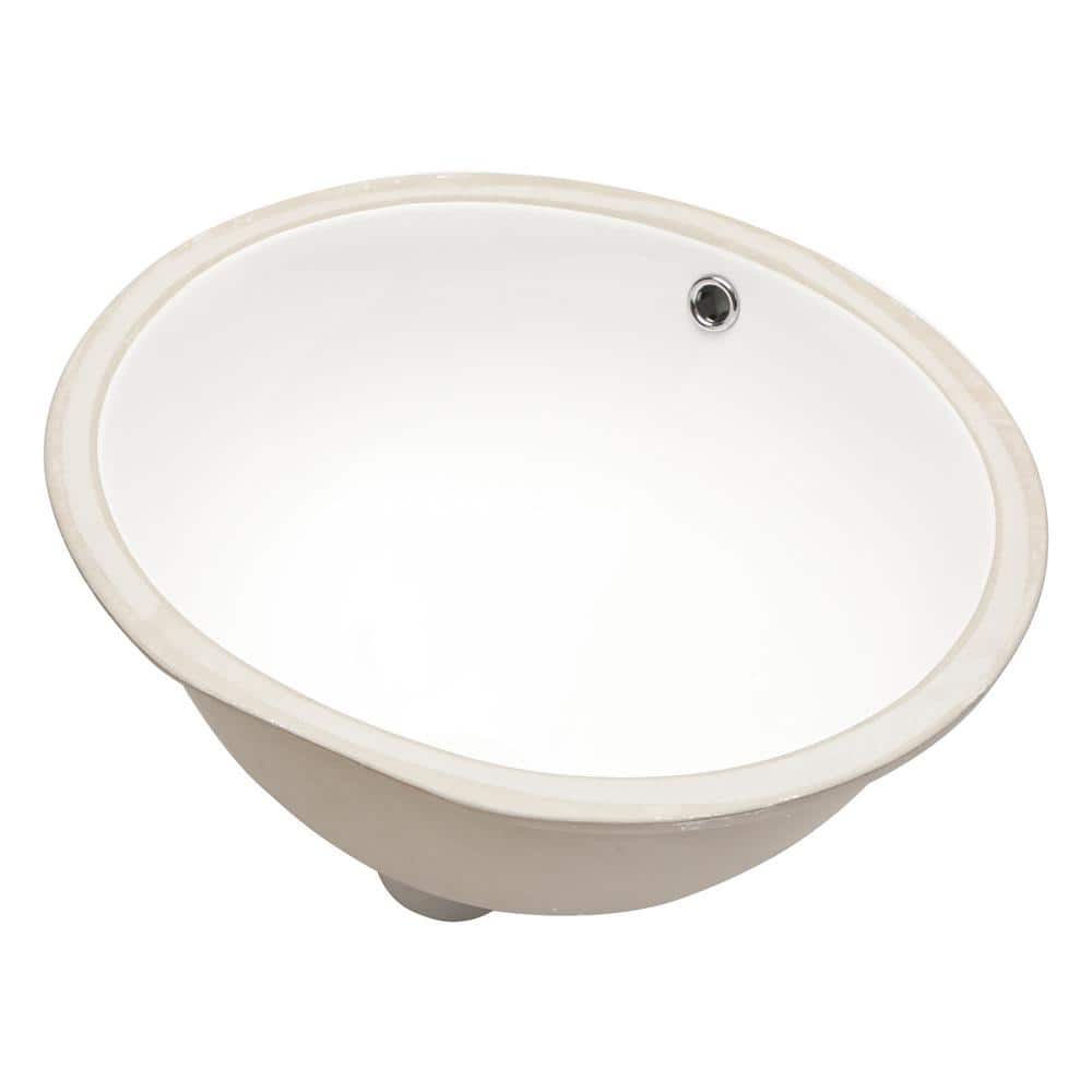 Unbranded 19 in. x 16 in. Ceramic Oval Undermount Bathroom Sink in White with Overflow