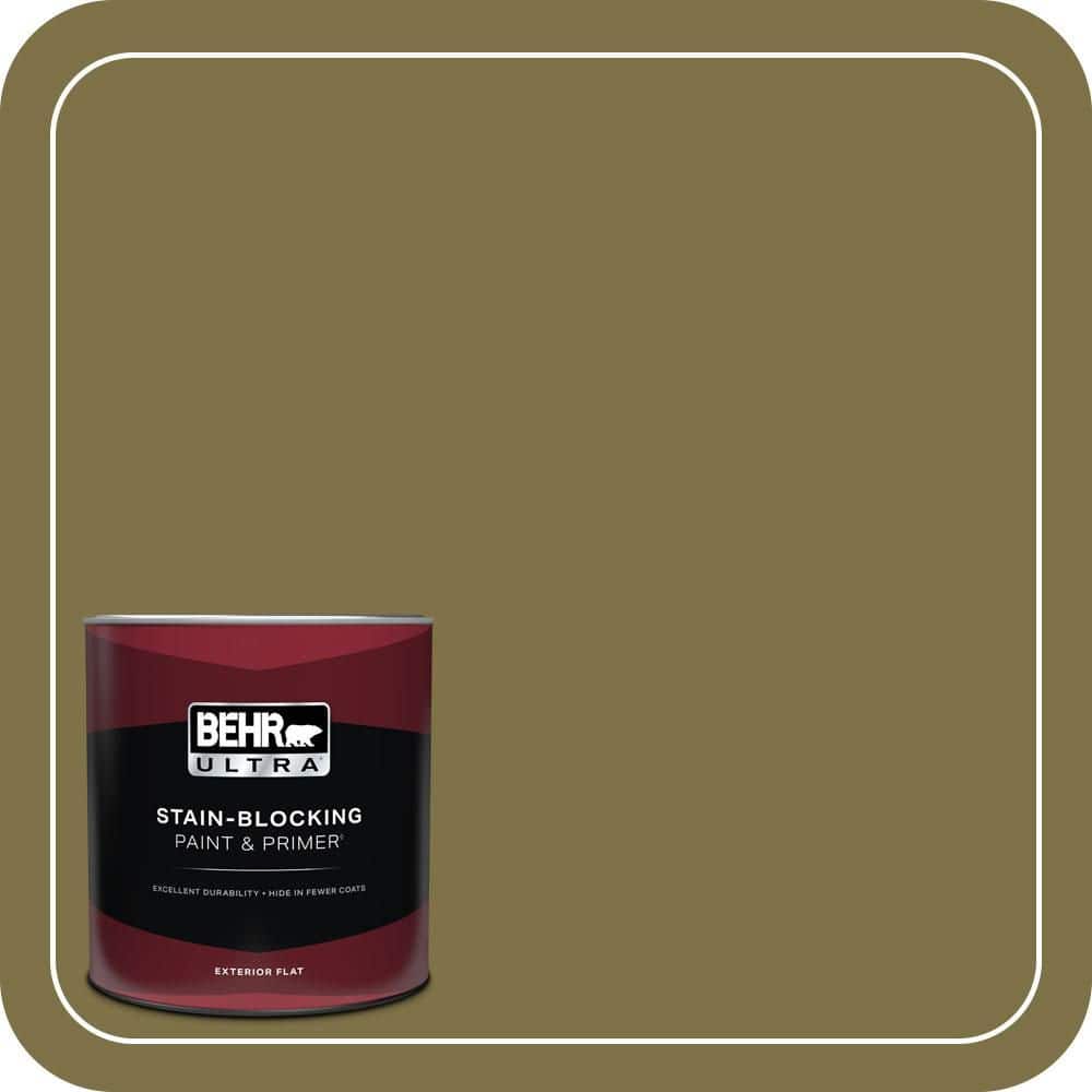 BEHR ULTRA 1 qt. #S330-7 Olive Shade Flat Exterior Paint & Primer