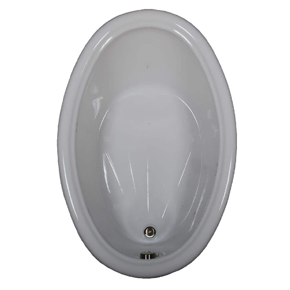 Unbranded 60 in. x 42 in. Acrylic Oval Drop-in Soaking Bathtub with Reversible Drain in Biscuit
