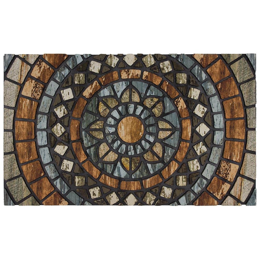 StyleWell Mosaic Multi 18 in. x 30 in. Rubber Non-Slip Outdoor Door Mat (2)