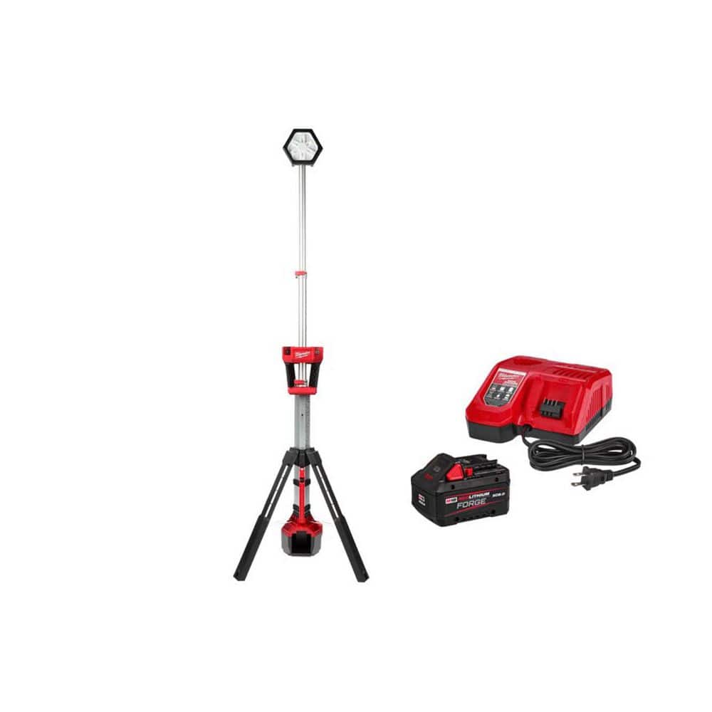 Milwaukee M18 18-Volt Lith-Ion Cordless Rocket Dual Power Tower Light w/ FORGE 8. 0Ah Battery & Charger