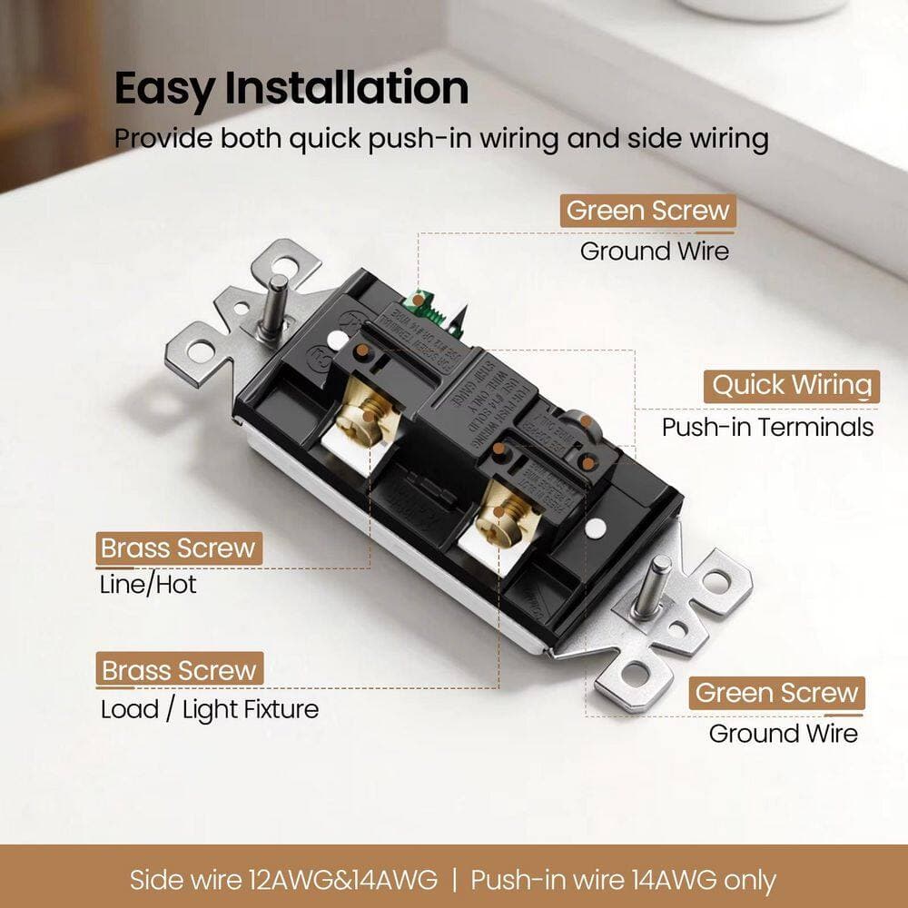 ELEGRP Way Decorative Toggle Switch, 15 Amp 120-277V, Self-Grounding, Residential & Commercial Grade White (50 Pack) (2)