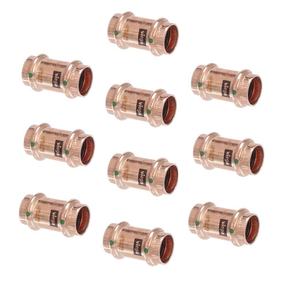 Viega Propress 1/2 in. Press Copper Coupling No Stop (10-Pack)