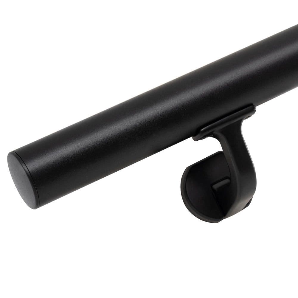 Unbranded 5 FT Aluminum Handrail for Cable Railing System Matte Black Wall Mounted with Zinc-Alloy Brackets 1 Pack