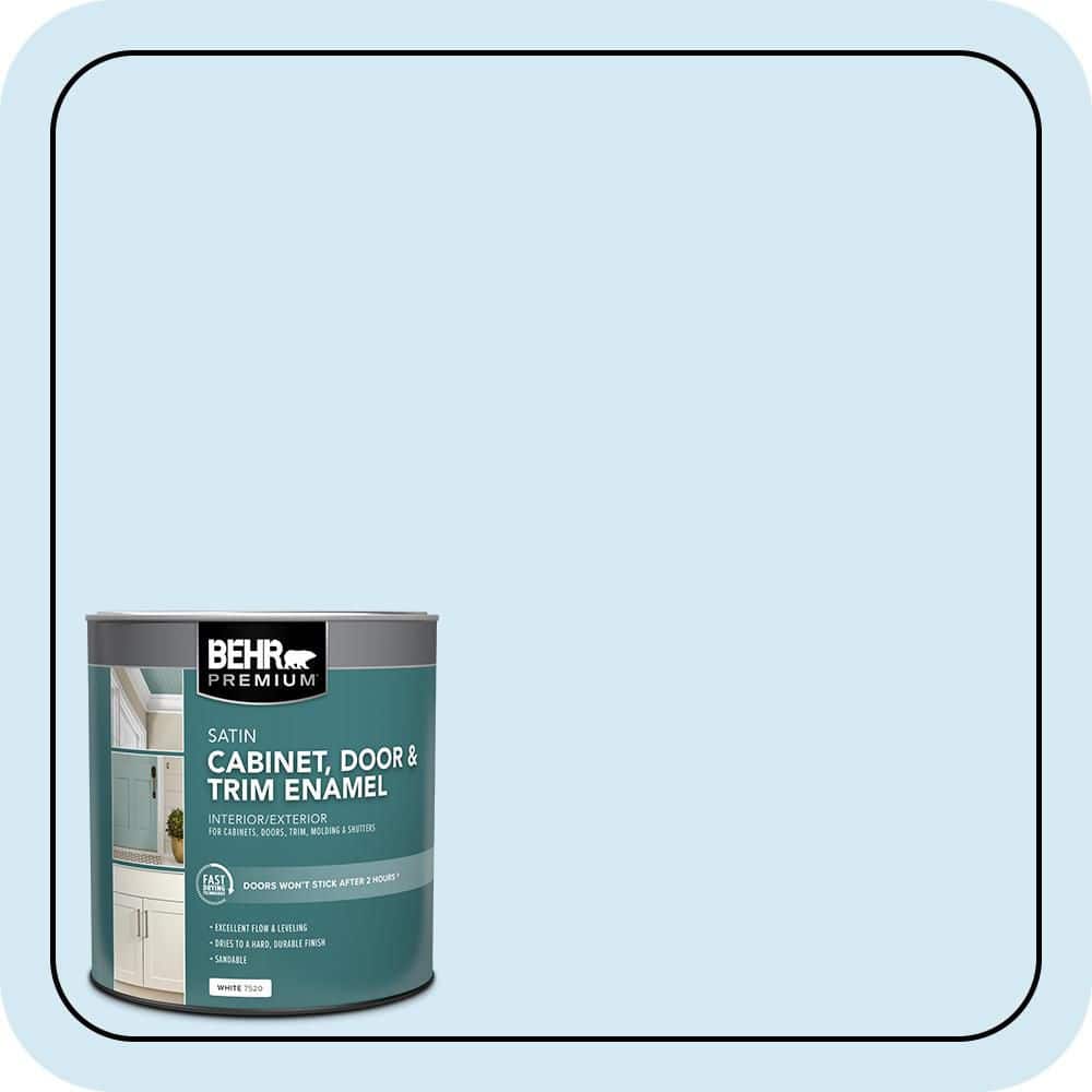BEHR PREMIUM 1 qt. #P500-1 Spacious Skies Satin Enamel Interior/Exterior Cabinet, Door & Trim Paint