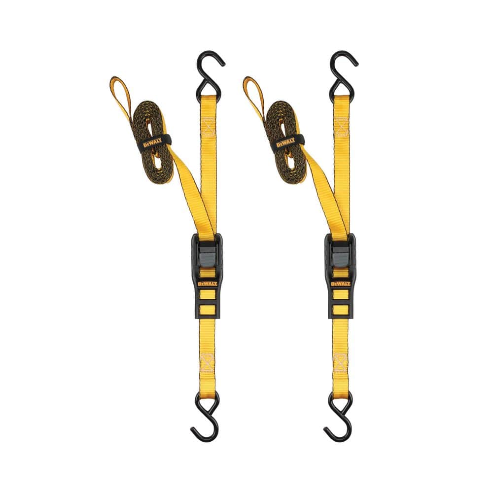 DEWALT Cam-Buckle Straps Tie-Downs, 2-Pack-1.25 Inch x 14 Feet, 2,000 lbs Break Strength