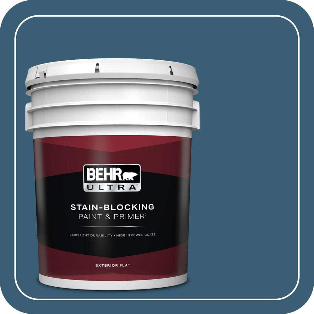 BEHR ULTRA 5 gal. #S490-7 Superior Blue Flat Exterior Paint & Primer