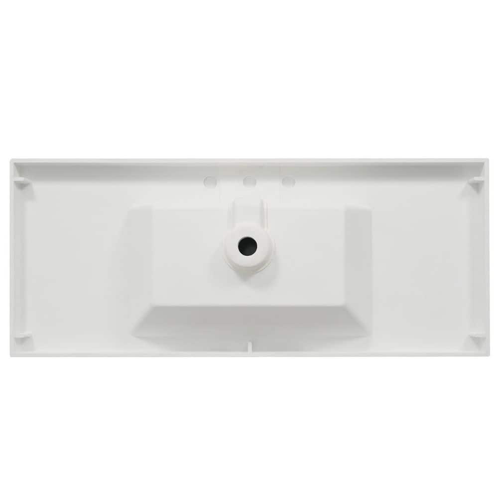 LIVACA 47.25 in. 19.75 in. Drop-In Bathroom Sink in Bright White Resin with Vanity Top and 3 Pre-Drilled Faucet Holes (2)