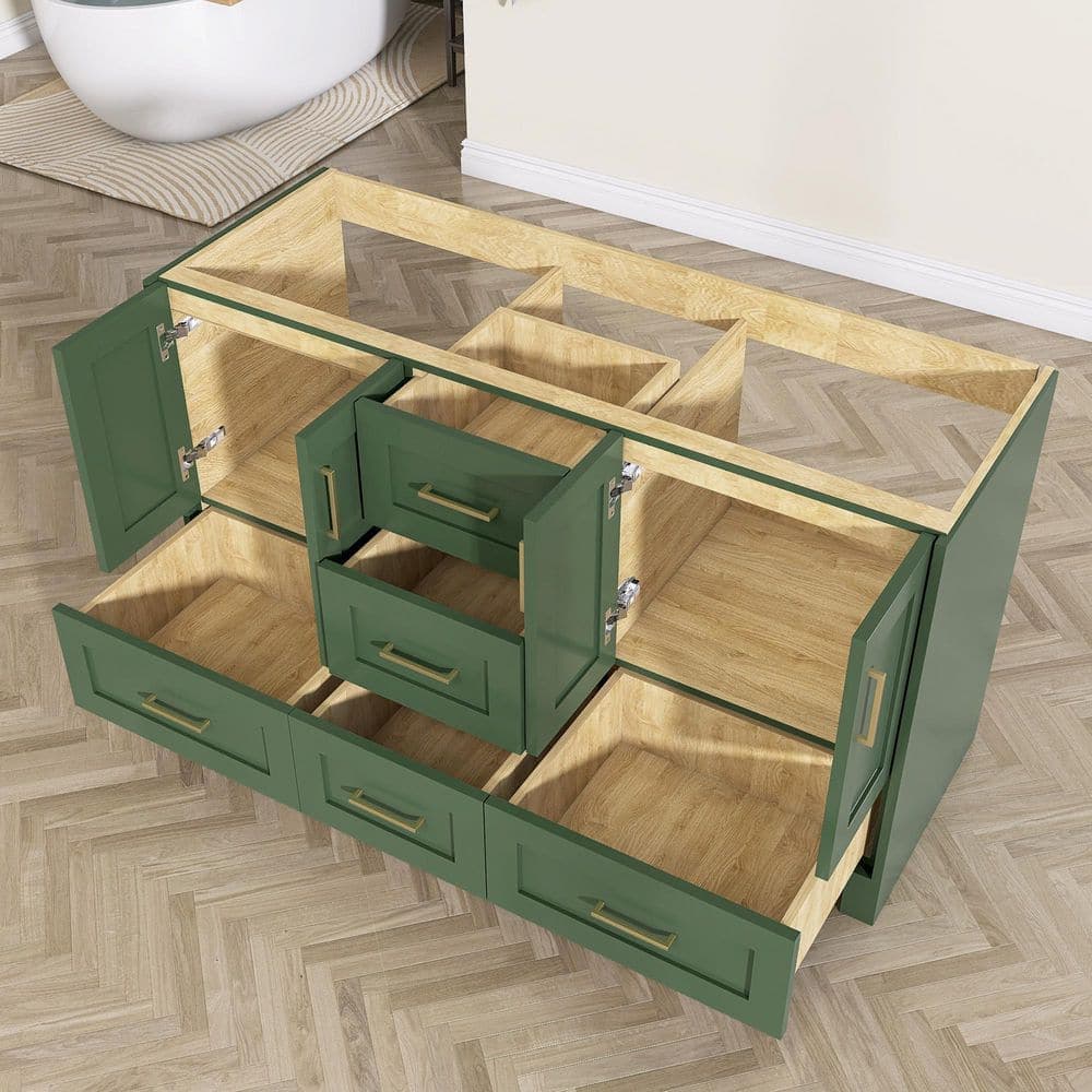 Getpro 60 in. W x 21.5 in. D x 33.5 in. H Freestanding Solid Wood Bath Vanity Cabinet Without Top in Green Assembled (3)