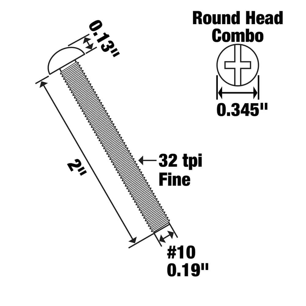 Everbilt #10-32 x 2 in. Stainless Steel Combo Round Head Machine Screw (2-Pack) (4)