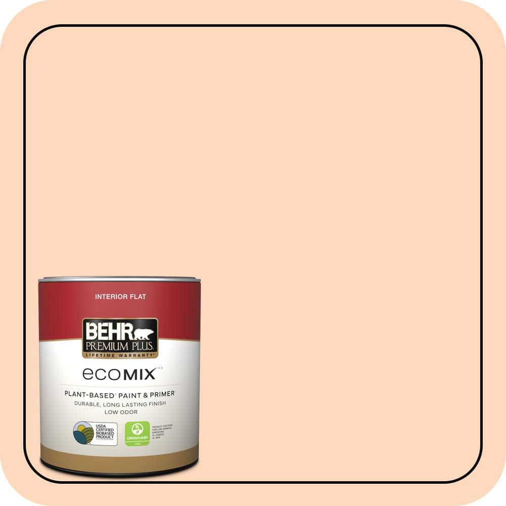BEHR PREMIUM PLUS 1 qt. #270C-2 Shrimp Cocktail Flat EcoMix Plant-Based Interior Paint & Primer (1)