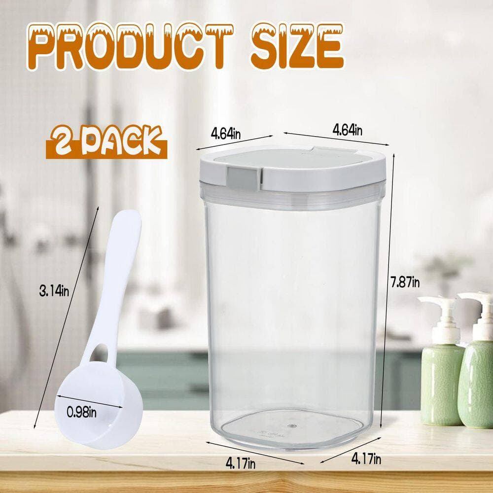 KHKFY 2-Pack 1.8L Airtight Pop-Up Lid Plastic Bath Salt Storage Jars with Scoops Bathroom Canister Set Scoop (2)