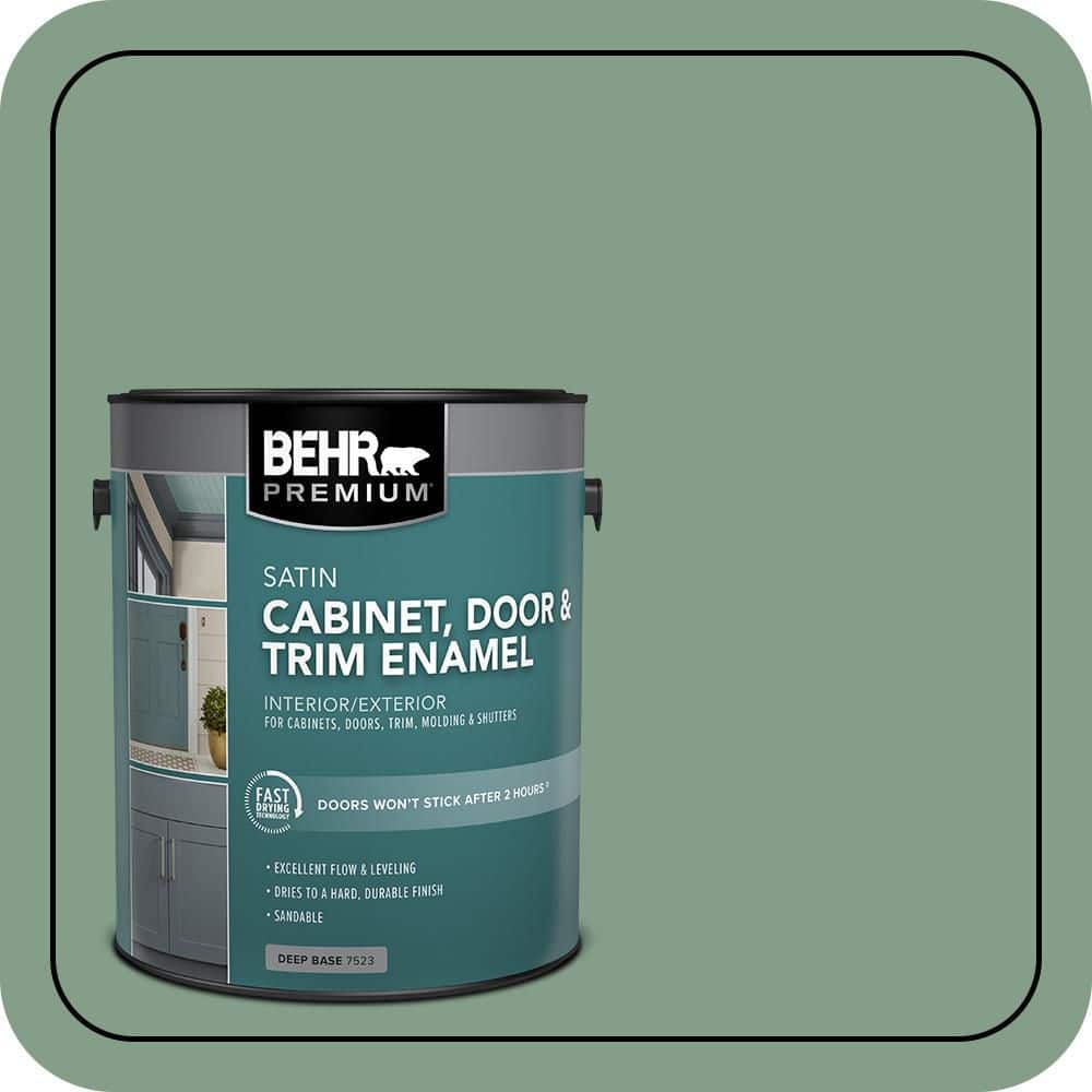 BEHR PREMIUM 1 gal. #S410-5 Track Green Satin Enamel Interior/Exterior Cabinet, Door & Trim Paint