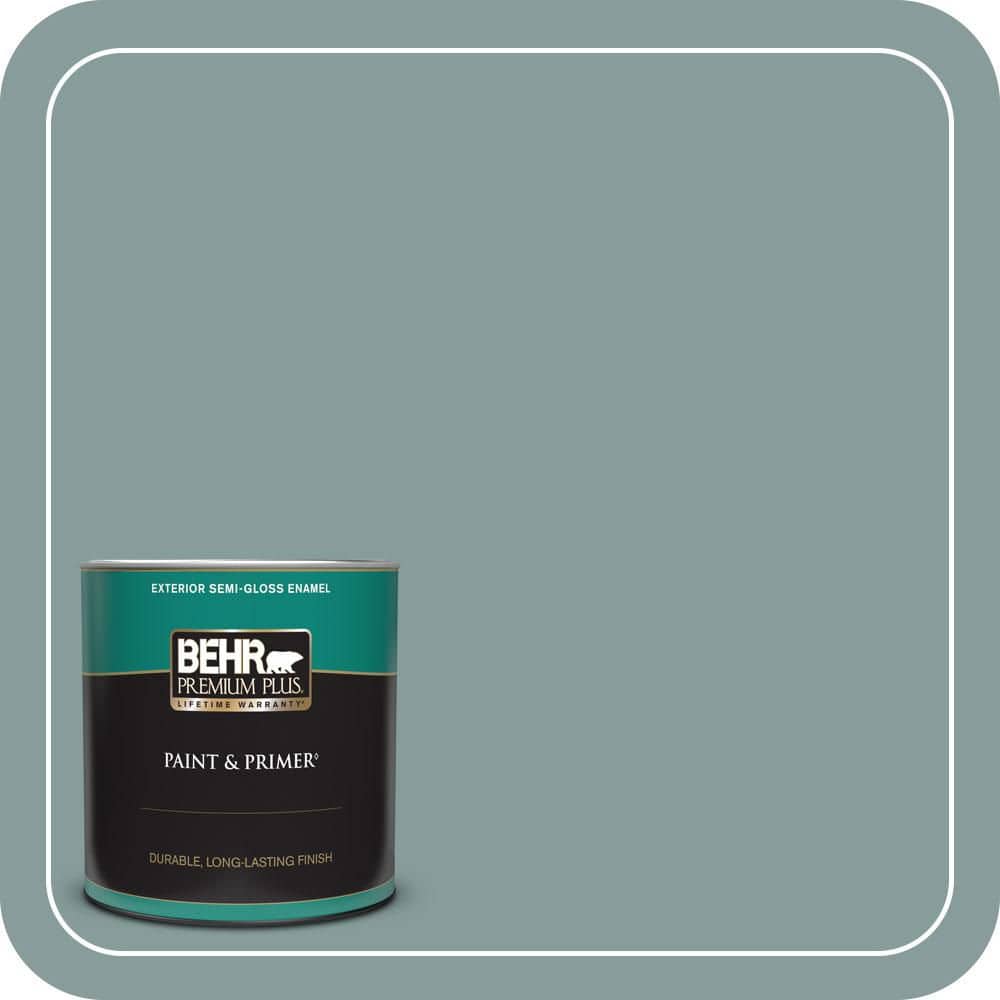 BEHR PREMIUM PLUS 1 qt. #PPU12-04 Agave Semi-Gloss Enamel Exterior Paint & Primer