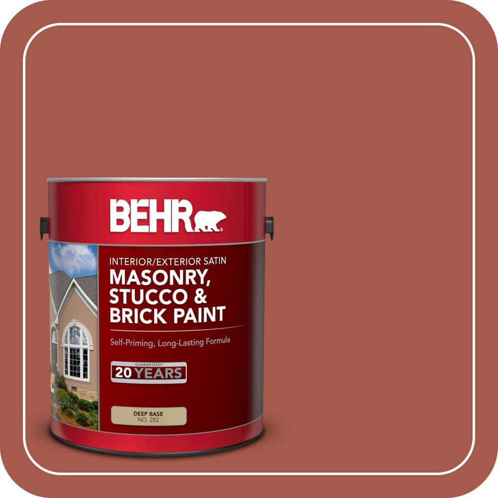 BEHR 1 gal. #PPU2-15 Cajun Red Satin Interior/Exterior Masonry, Stucco and Brick Paint