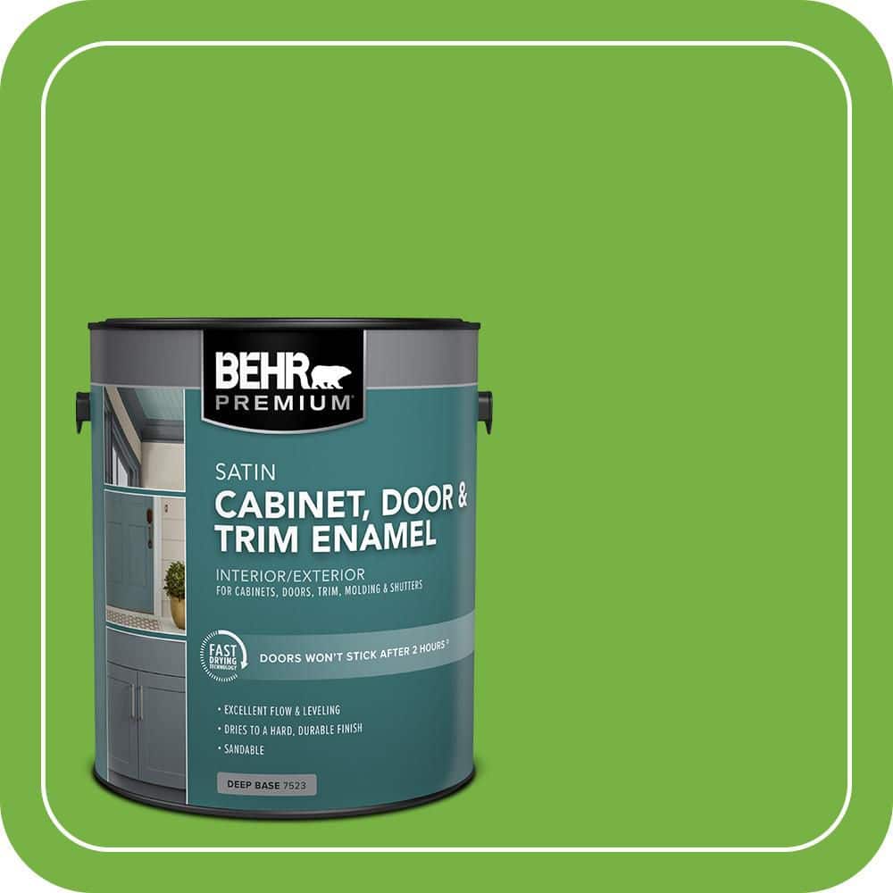 BEHR PREMIUM 1 gal. #S-G-430 Sparkling Apple Satin Enamel Interior/Exterior Cabinet, Door & Trim Paint (1)