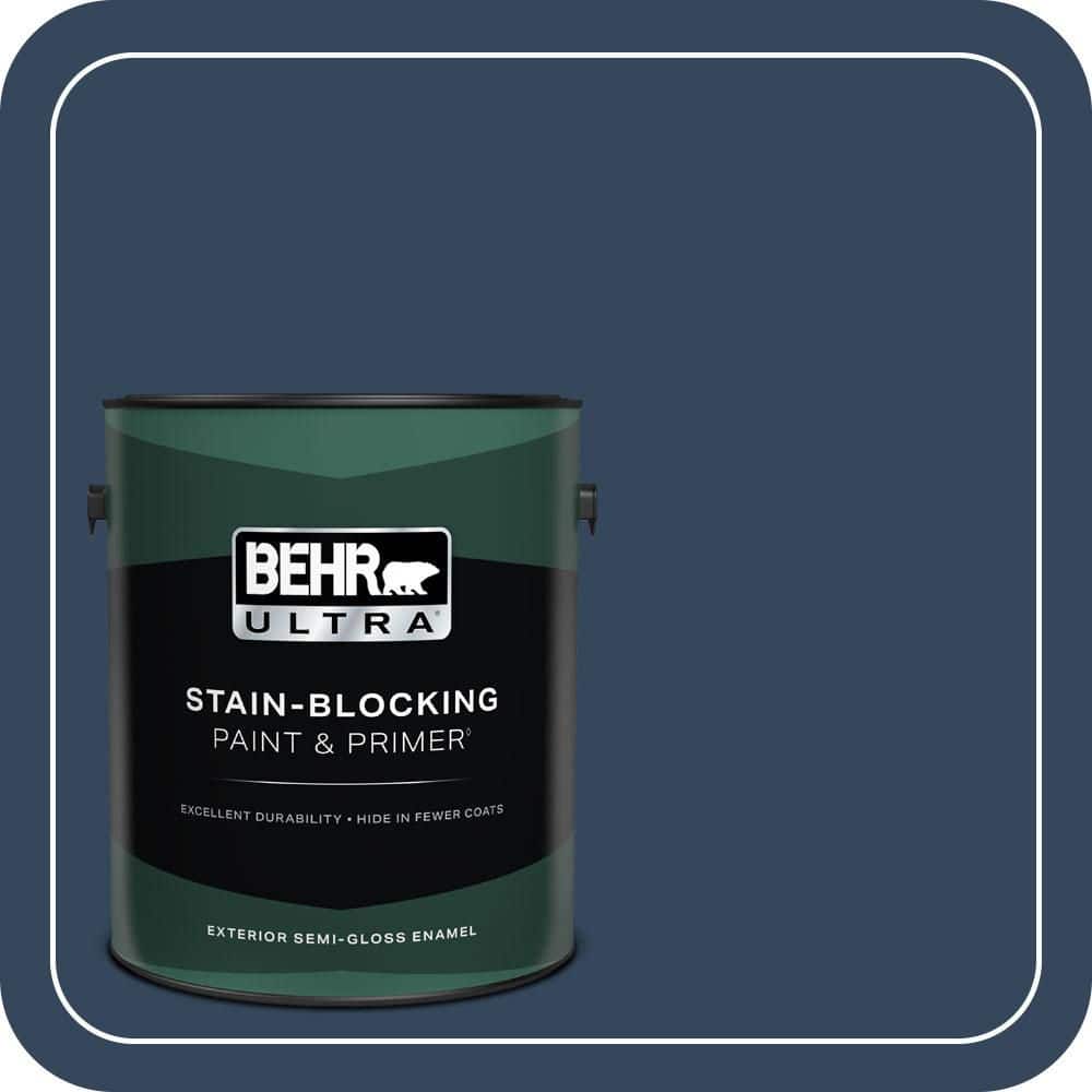 BEHR ULTRA 1 gal. #MQ5-54 Compass Blue Semi-Gloss Enamel Exterior Paint & Primer