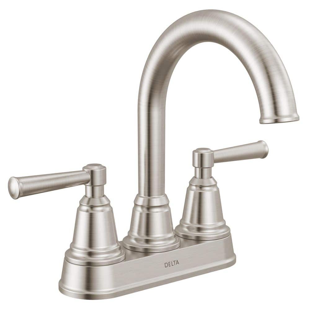 Delta Foundations Design Series Traditional 4 in. Centerset Double Handle Bathroom Sink Faucet in Brushed Nickel (2)