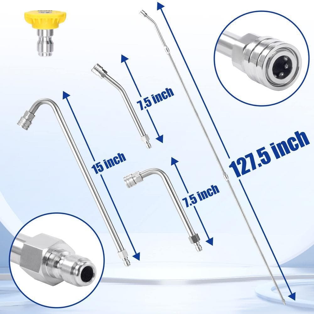 Angel Sar 120 in. 1/4 in. Quick Connect Roof Gutter Pressure Washer Extension Wand, Pressure Washer Accessories with 5 Nozzle Tips (2)