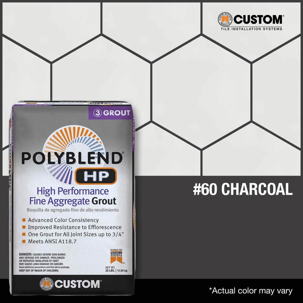 Custom Building Products Polyblend HP #60 Charcoal 25lb High Performance Fine Aggregate Grout (3)
