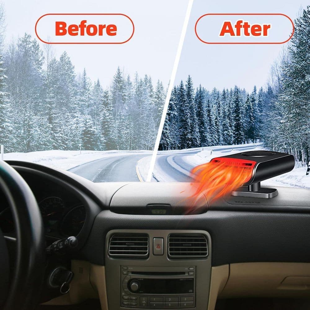 DHMHD 150-Watt 12-Volt Portable Forced Air Car Heater and Defroster Heating and Cooling Fan Plugs Black Electric (3)