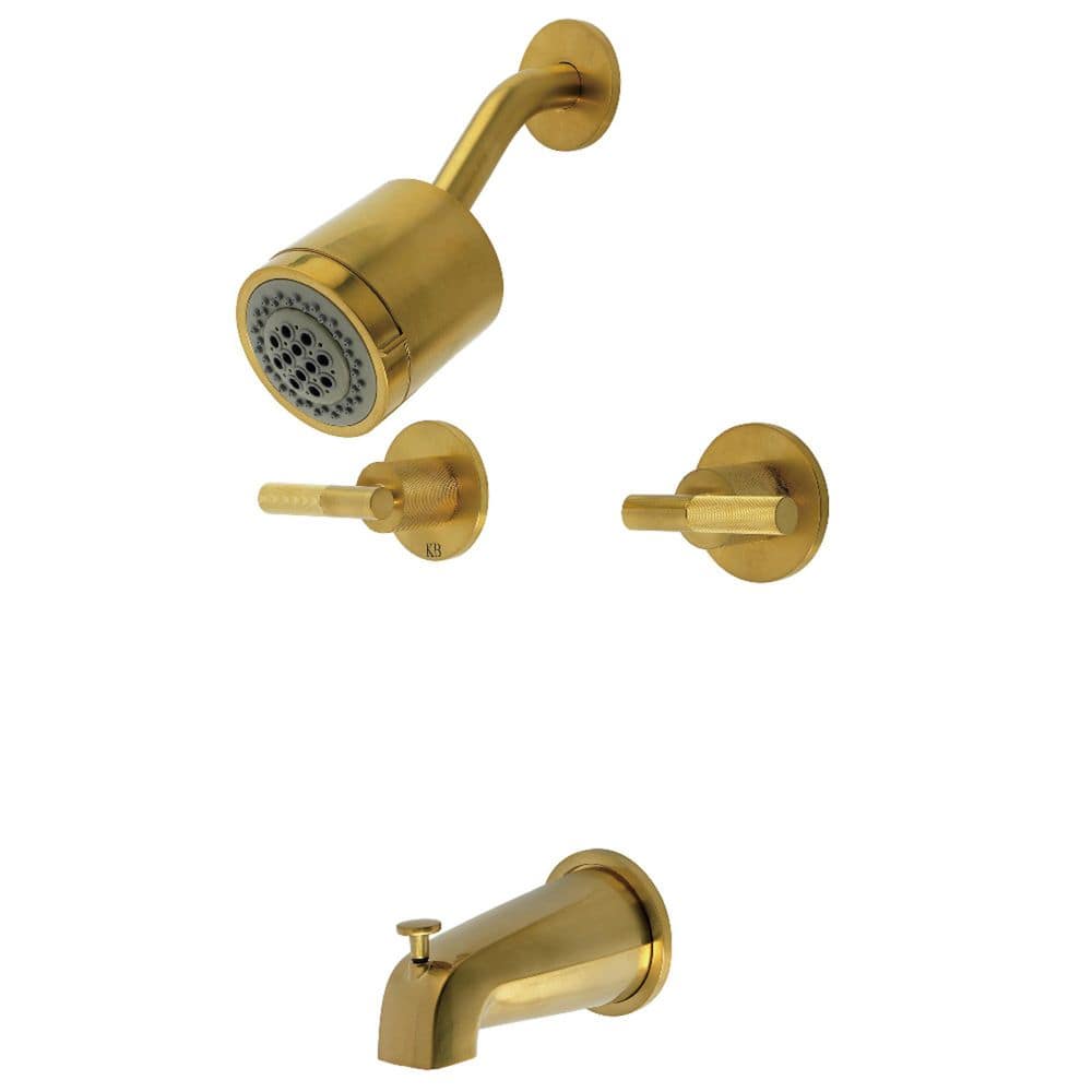 Kingston Brass Convergent 2-Handle 2-Spray Tub and Shower Faucet 1.8 GPM in Brushed Brass (1)