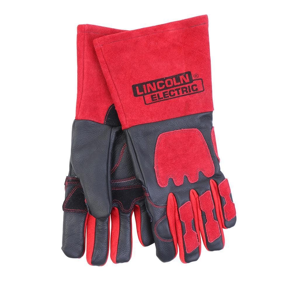 Lincoln Electric One Size Fits All Red and Black Premium Leather Welding Gloves