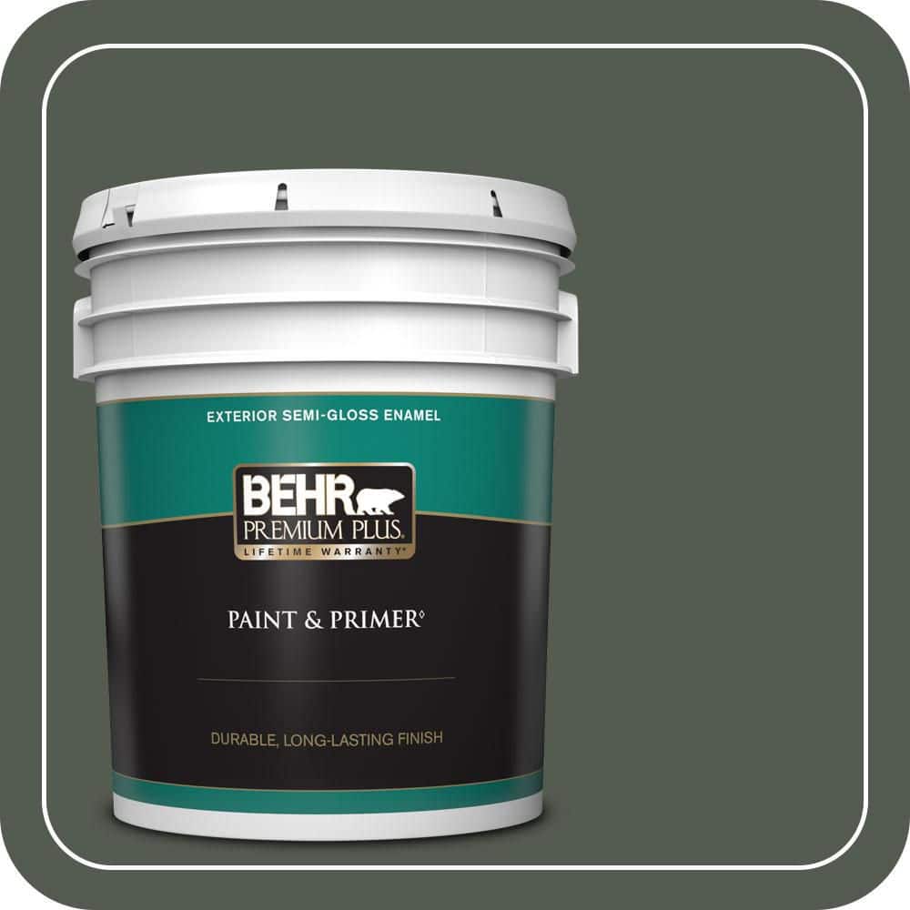 BEHR PREMIUM PLUS 5 gal. #N410-7 North Woods Semi-Gloss Enamel Exterior Paint & Primer
