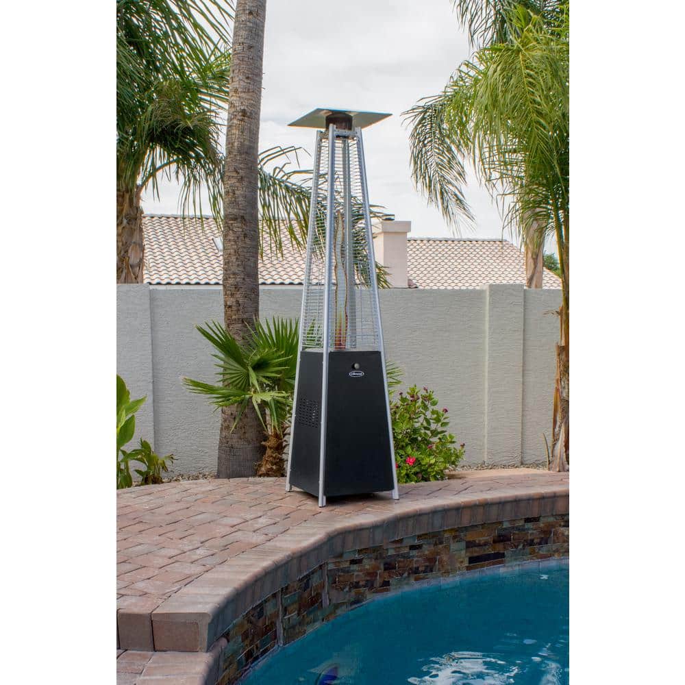 Hiland 40,000 BTU Quartz Glass Tube Matte Black Propane Patio Heater (2)