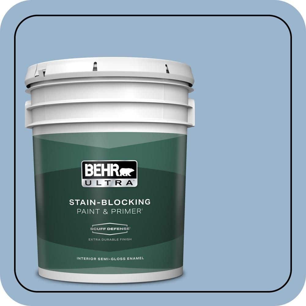 BEHR ULTRA 5 gal. #PPU14-10 Blue Suede Extra Durable Semi-Gloss Enamel Interior Paint & Primer