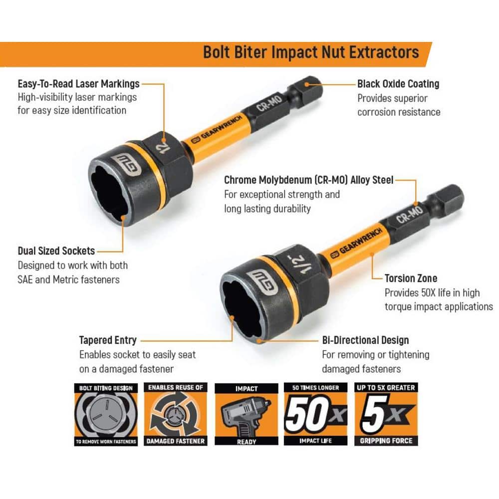 GEARWRENCH Bolt Biter Nut Extractor and Driver Set (8-Piece) (2)
