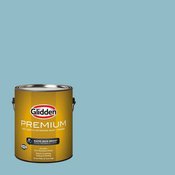 Glidden Premium 1 gal. PPG1150-4 Kingston Aqua Flat Exterior Latex Paint (2)