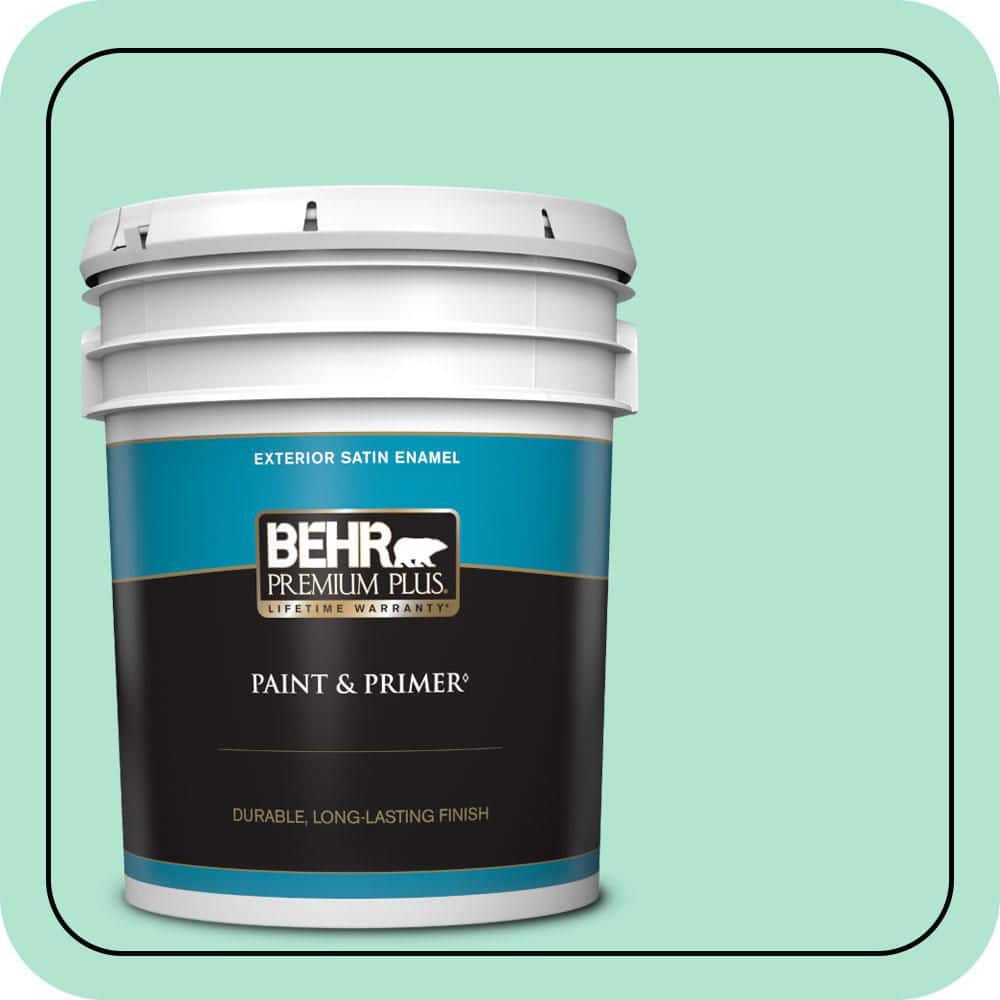 BEHR PREMIUM PLUS 5 gal. #P420-2 Crystal Rapids Satin Enamel Exterior Paint & Primer