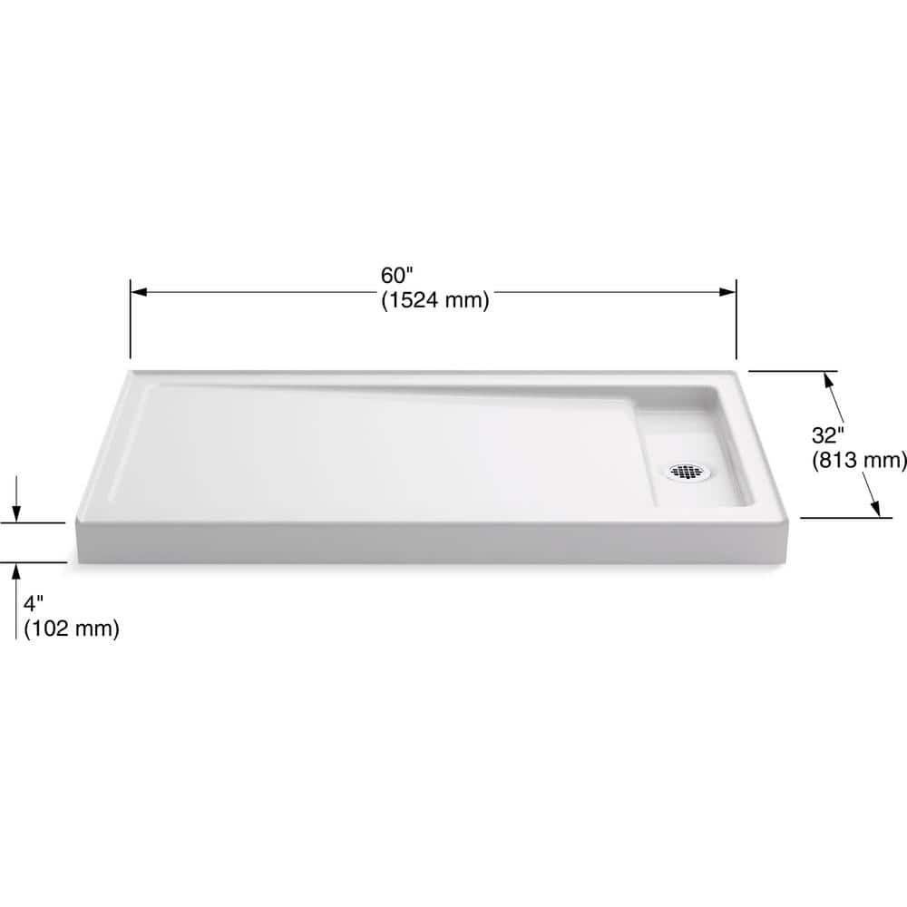 KOHLER Bellwether 60 in. 32 in. Cast Iron Single Threshold Shower Base with-Hand Center Drain (3)