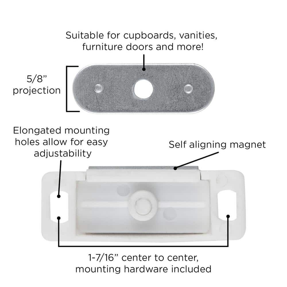 HICKORY HARDWARE Catches Collection 1-3/8 in. C/C Cabinet Door Catch White (3)