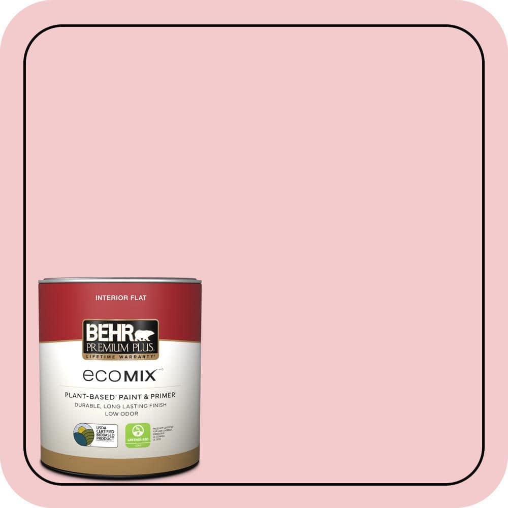 BEHR PREMIUM PLUS 1 qt. #P160-1 Angel Kiss Flat EcoMix Plant-Based Interior Paint & Primer (1)