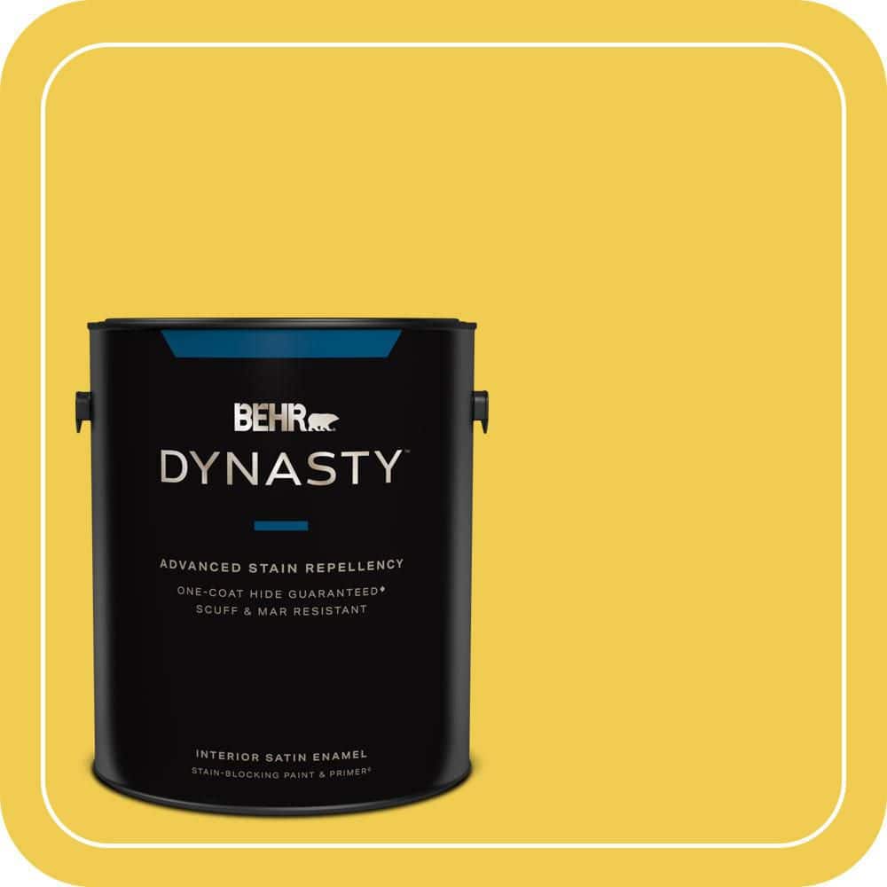 BEHR DYNASTY 1 gal. #P310-6 Radiant Sun Satin Enamel Interior Stain-Blocking Paint and Primer