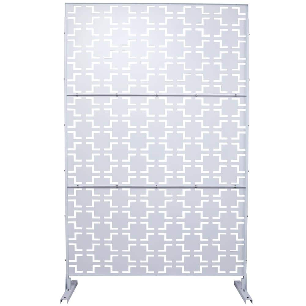 Sudzendf Outdoor and Indoor Freestanding Decorative Privacy Screen Metal Privacy Screen, Fence Panels in White