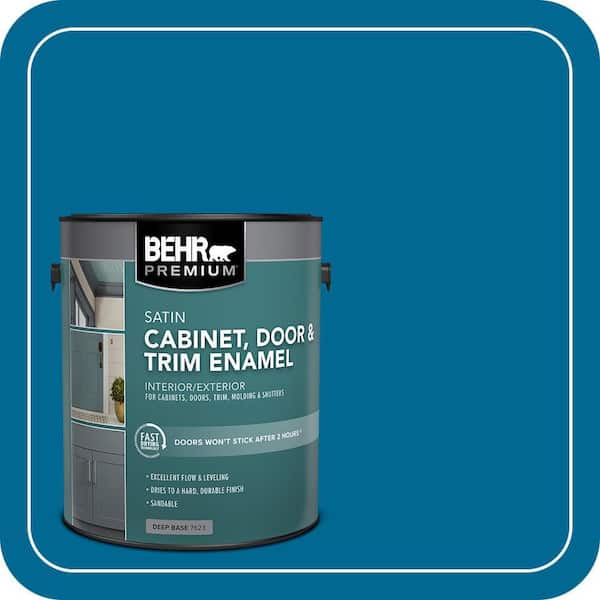 BEHR PREMIUM 1 gal. #OSHA-1 OSHA SAFETY BLUE Satin Enamel Interior/Exterior Cabinet, Door & Trim Paint (2)