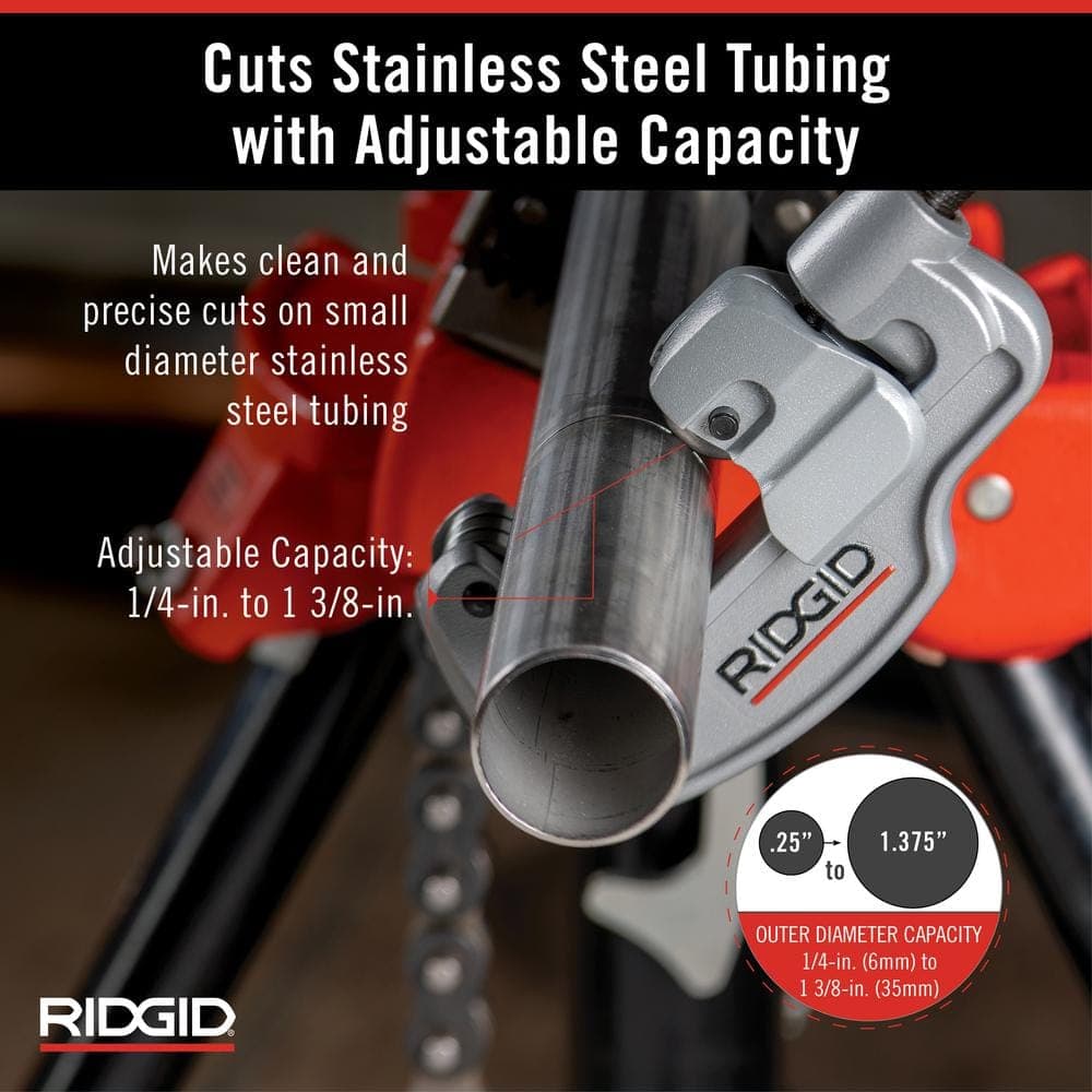 RIDGID 1/4 in. to 1-3/8 in. Model 35S Stainless Steel Tubing Cutter with Quick Cutting X-CEL Knob, Contoured Frame Tubing Tool (3)