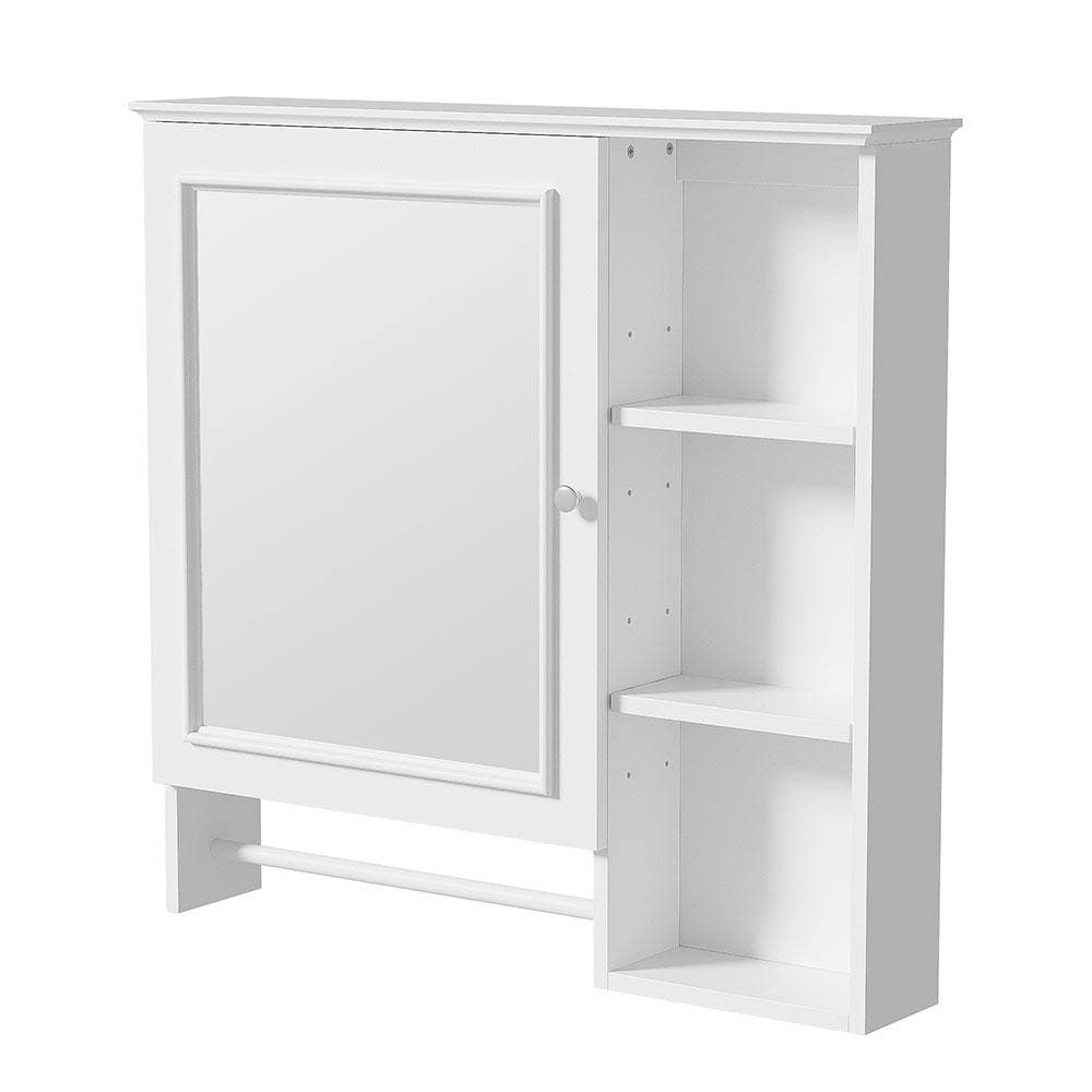 Adrinfly 28.8 in. W 5.47 in. D 28 in. H Bathroom Storage Wall Cabinet w/Mirror Door, Shelves and 3 Open Storage (3)