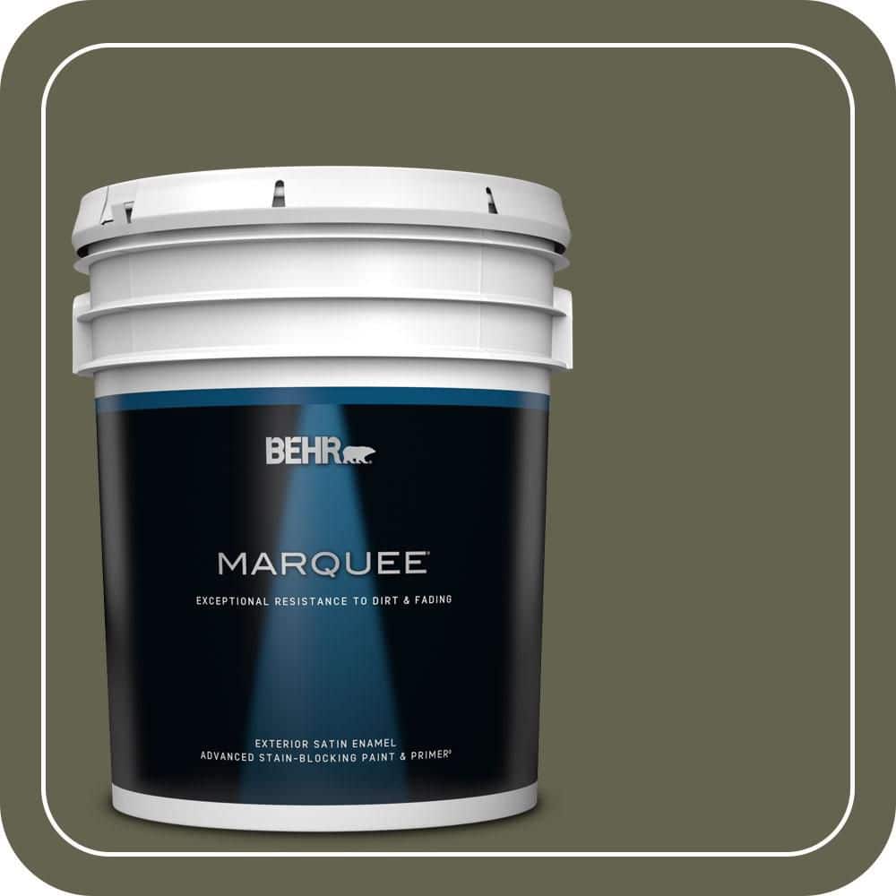 BEHR MARQUEE 5 gal. #N350-7A Mountain Olive Satin Enamel Exterior Paint & Primer (1)